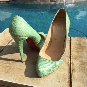 Christian Louboutin Mint Green Python Heel Shoes
